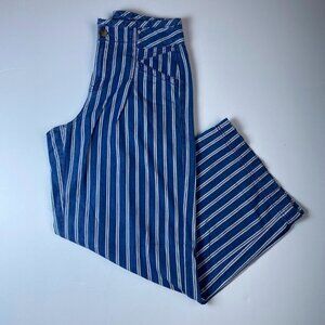 American Eagle, blue & white striped wide leg high rise pants, size 4/27